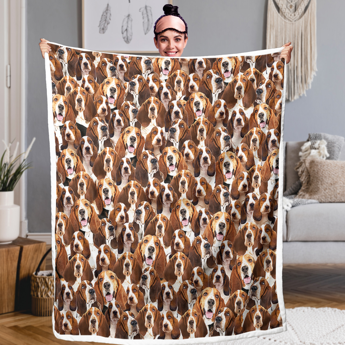Basset Hound Blanket Fuzzy Micro Fleece Blanket Kids Puppy Blanket Bassett Hound Sherpa Plush Throw Blanket