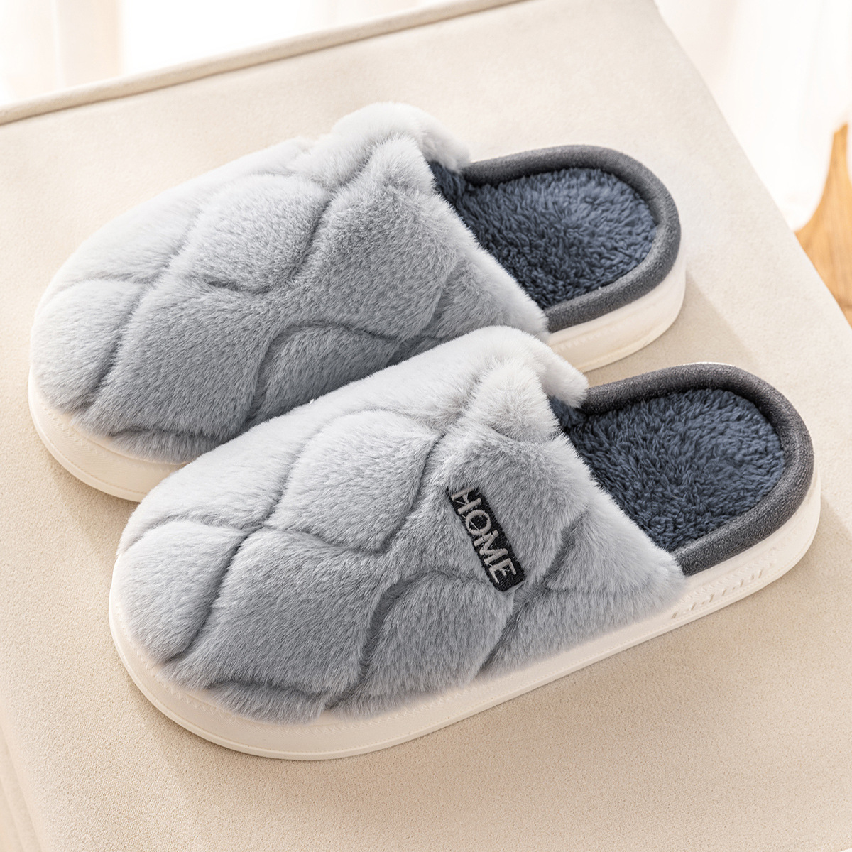 Plush Slippers Winter For Women Indoor Floor Bedroom Home Slipper Warm Solid Hou - Picture 7 of 9