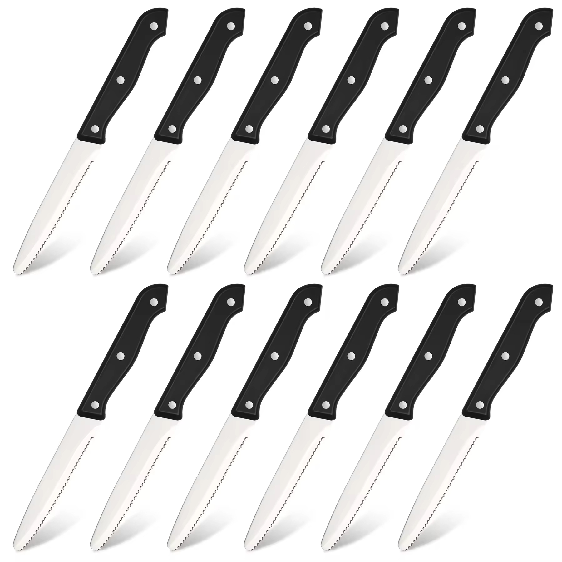 12-piece Kitchen Knife And Accessory Set With High-carbon Stainless Steel Blades, Including Meat And Steak Knives, With ABS Handles