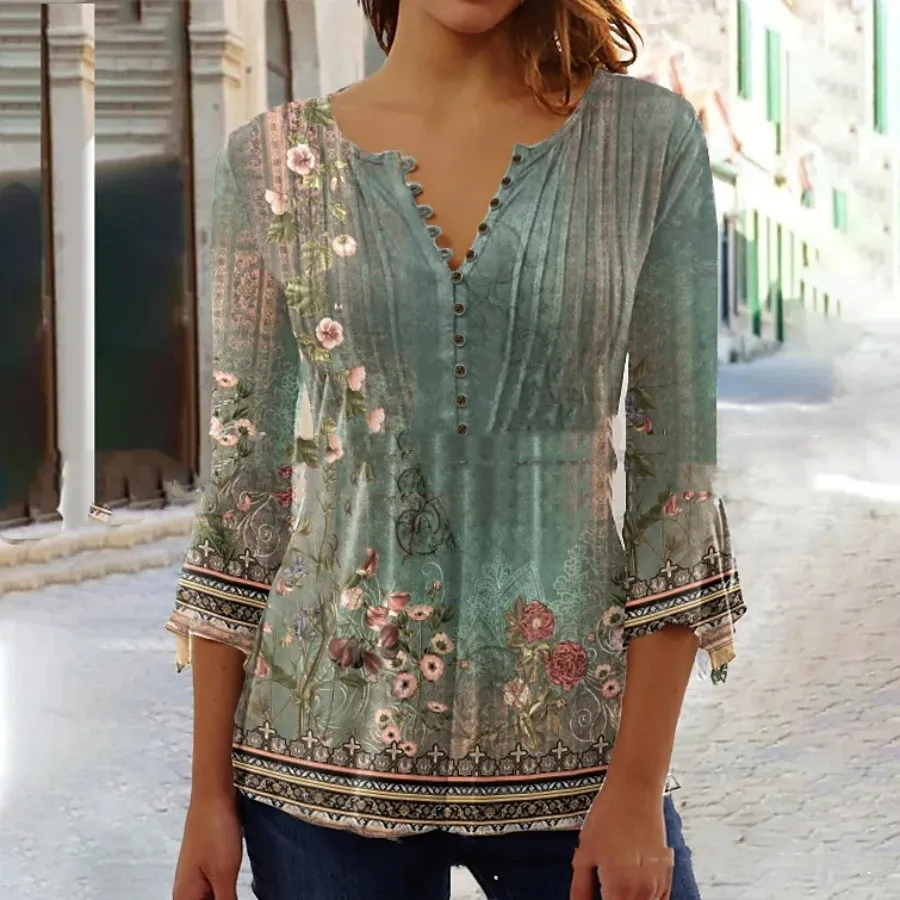 Fashion Casual Women's Versatile Shirt - Green