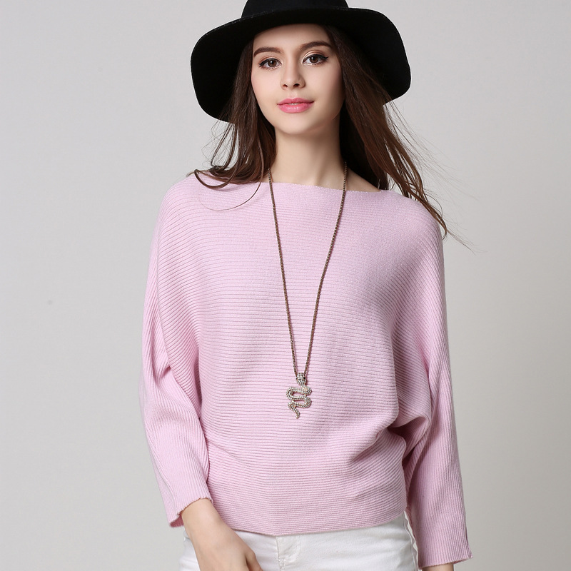 Title 3, Women Solid Color Loose Long Sleeved Sweater