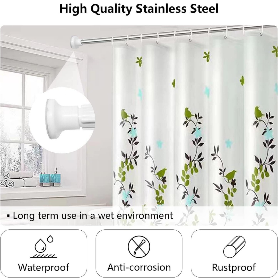 Heavy Duty Extendable Telescopic Shower Curtain Pole Rail Rod Bath Door — image 8