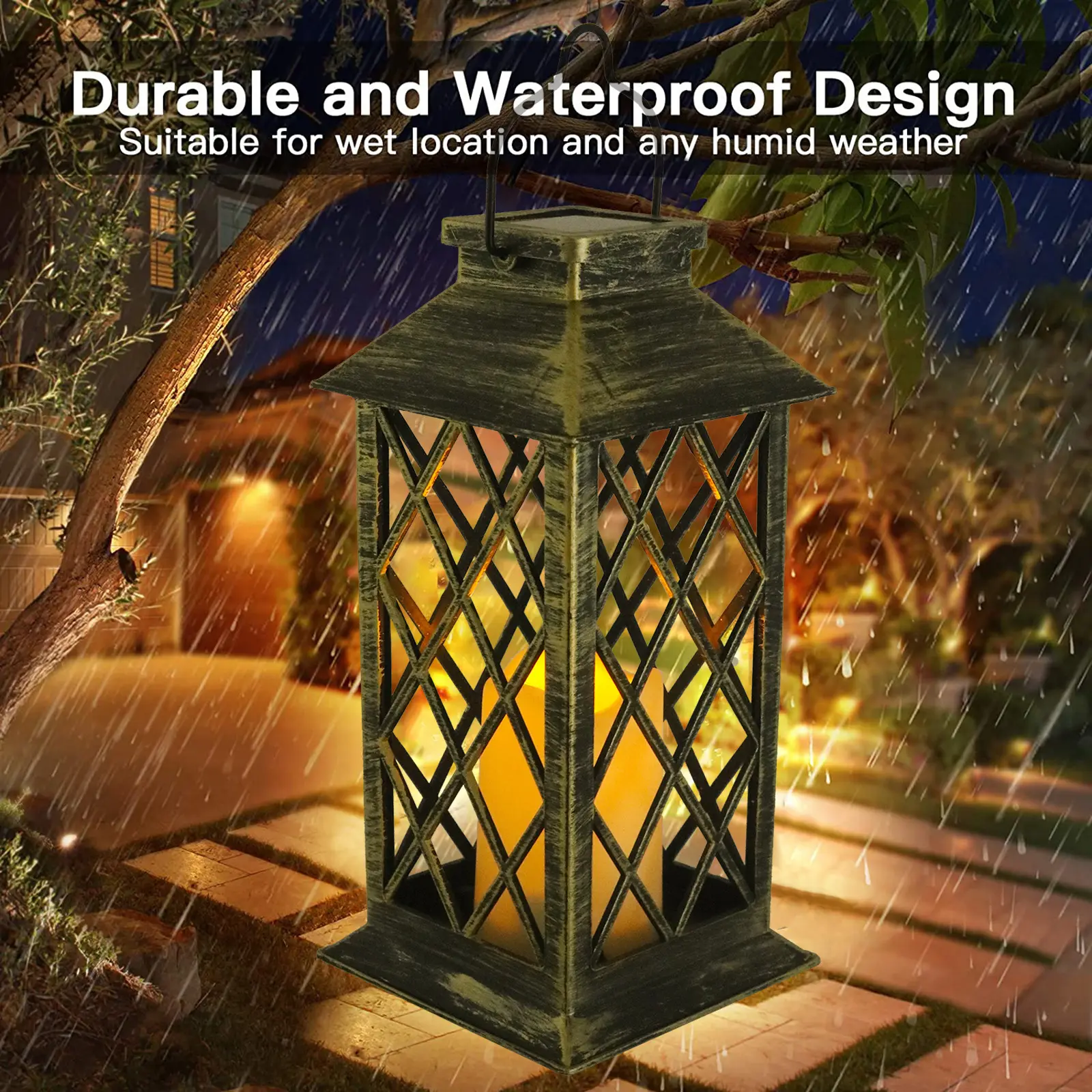 Outdoor Solar Palace Lamp Retro Courtyard Garden