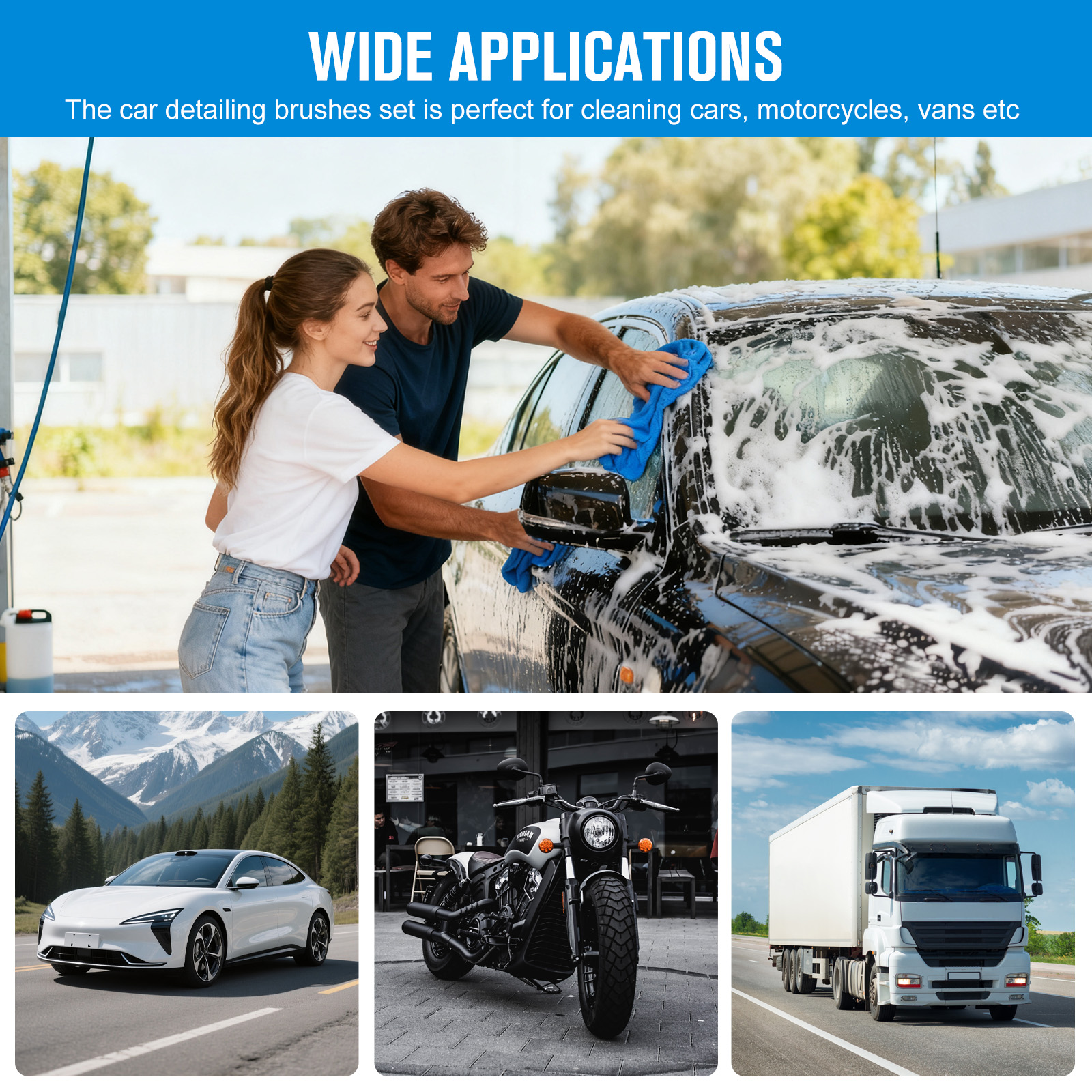 GALAX PRO 40-piece Car Beauty Brush Set, With Soft Detail Brush, Sponge, Tire Brush Tool Kit, Chenille Gloves, Super Soft Towels, Etc.