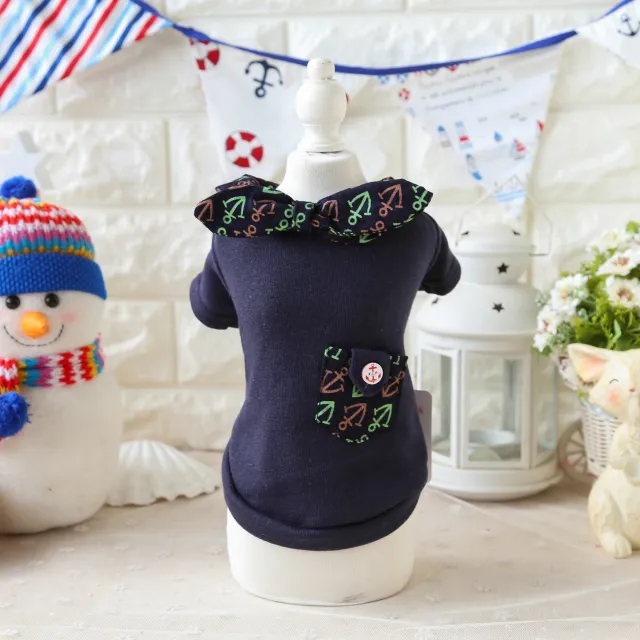 Anchor Pocket Scarf Dog Pet Two legged Clothes Navy Blue - Shop at LoveMi