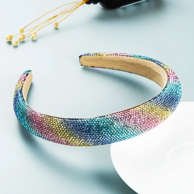 He Hair Hoop Vintage Baroque Gypsophila Rhinestone Wide Mixed Color - Shop at LoveMi