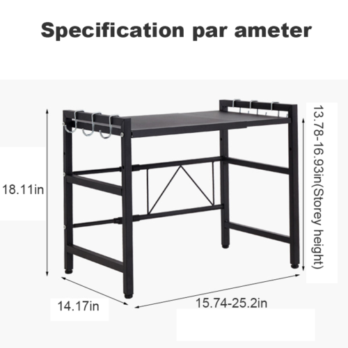 2 Tier Iron Microwave Oven Rack Stand Storage Holder Kitchen Corner Shelf Black — image 10