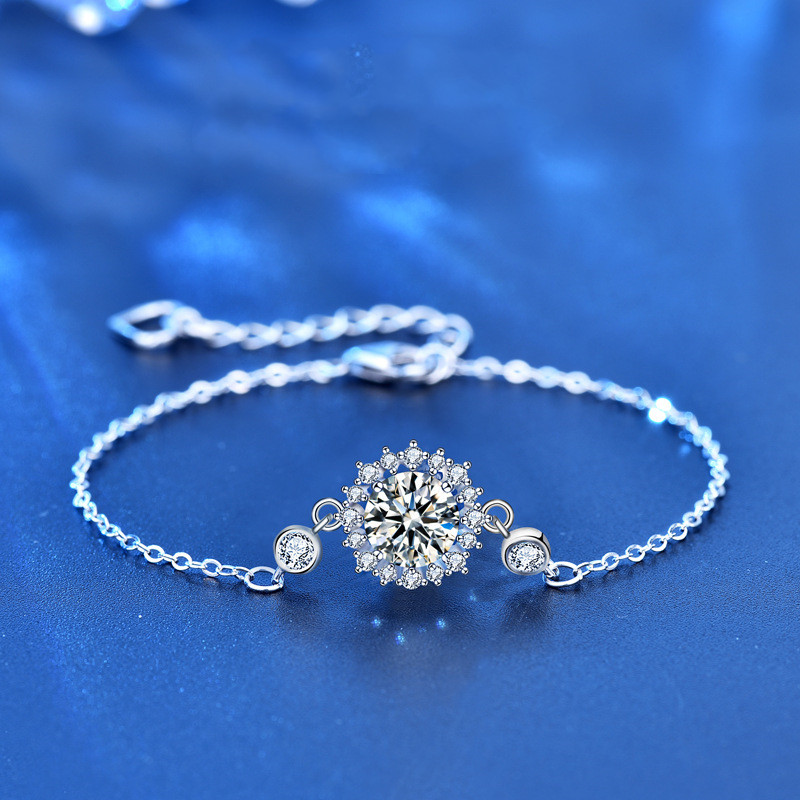 Women's Sterling Silver Sunflower Couple Bracelet
