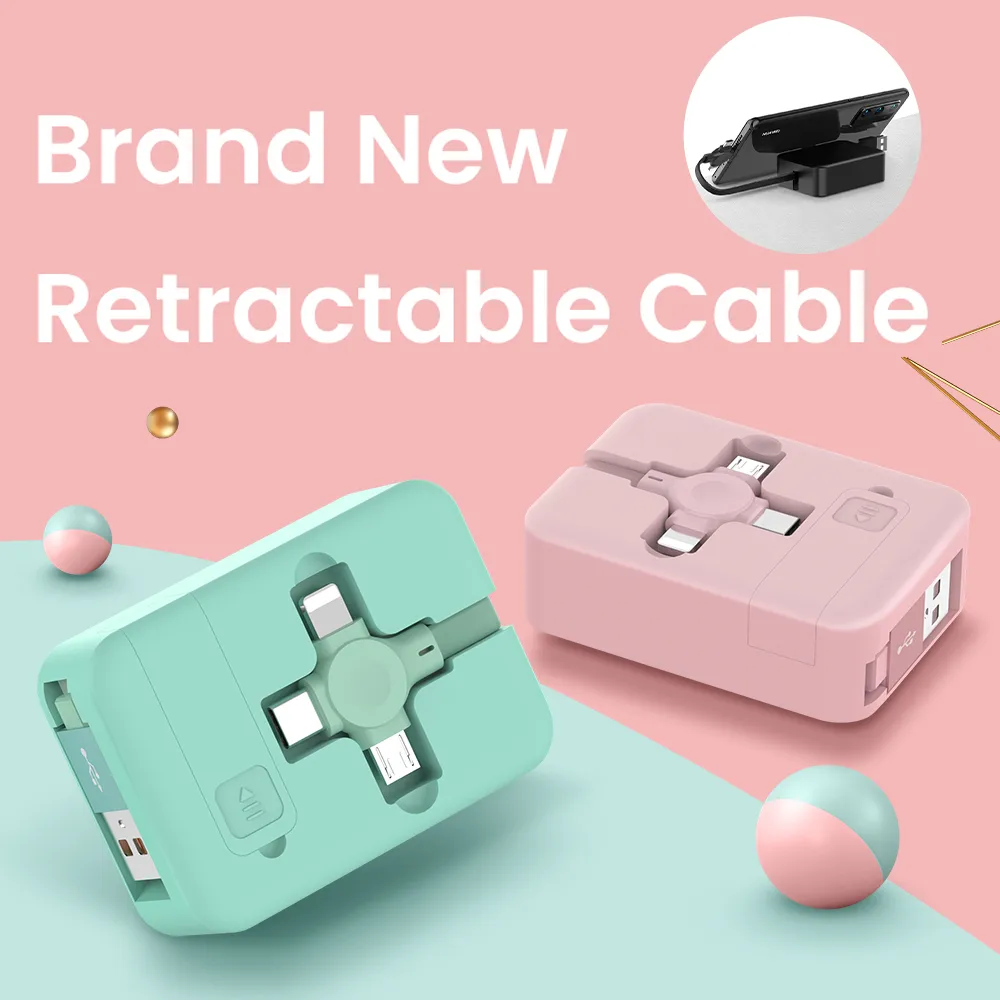 4 in 1 Retractable USB Cable Creative Macaron Type