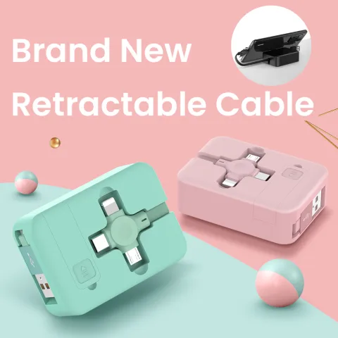 4 in 1 Retractable USB Cable Creative Macaron Type