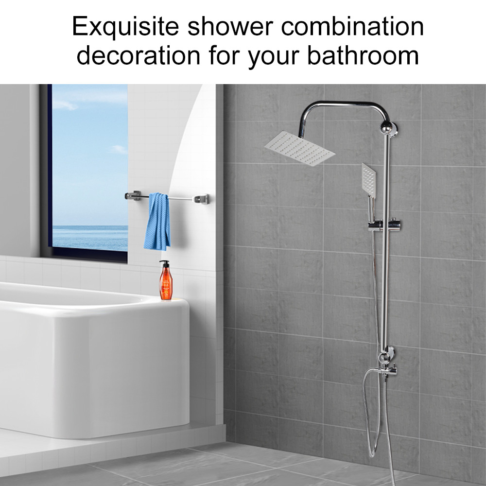 Bathroom shower kit twin head square fixed head riser rail