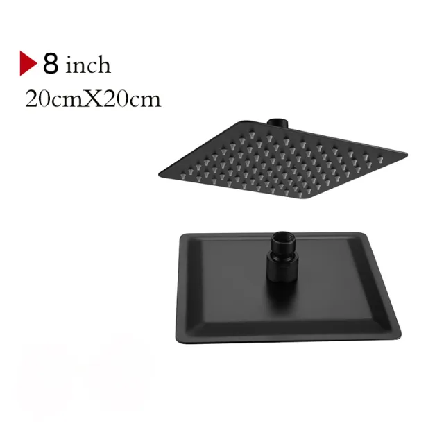 304 Stainless Steel Black Top Spray Large Shower Bathroom Toilet Square - Shop at LoveMi
