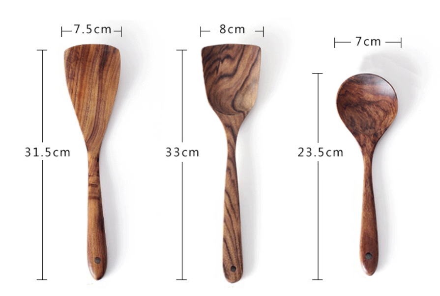 BEYONDARY Wooden Spatula Set for Non-Stick Pans – Solid Wood Household Cooking Tools