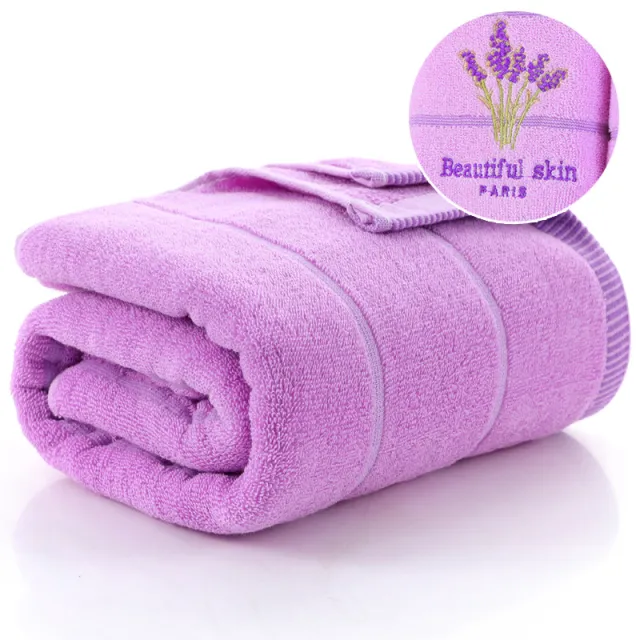 Lavender Soft Absorbent Embroidered Striped Bath Towel Purple - Shop at LoveMi