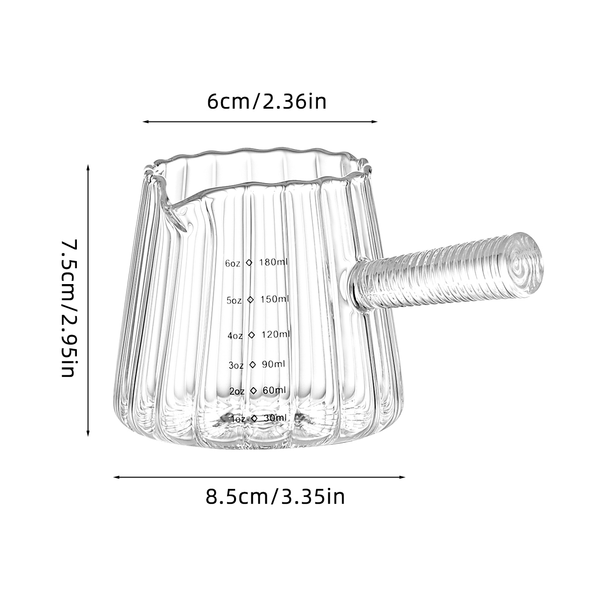 1 Pcs 180ml Mini Coffee Cup, Glass Milk Cup, Italian Coffee Cup With Glass Handle, Coffee Measuring Cup — foto 8