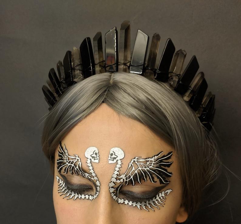 Natural Obsidian Chip Moon Crown