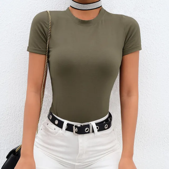 One piece Solid Color All match T shirt Green - Shop at LoveMi