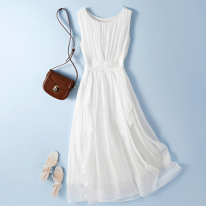 Temperament  Silk Vest Long Skirt