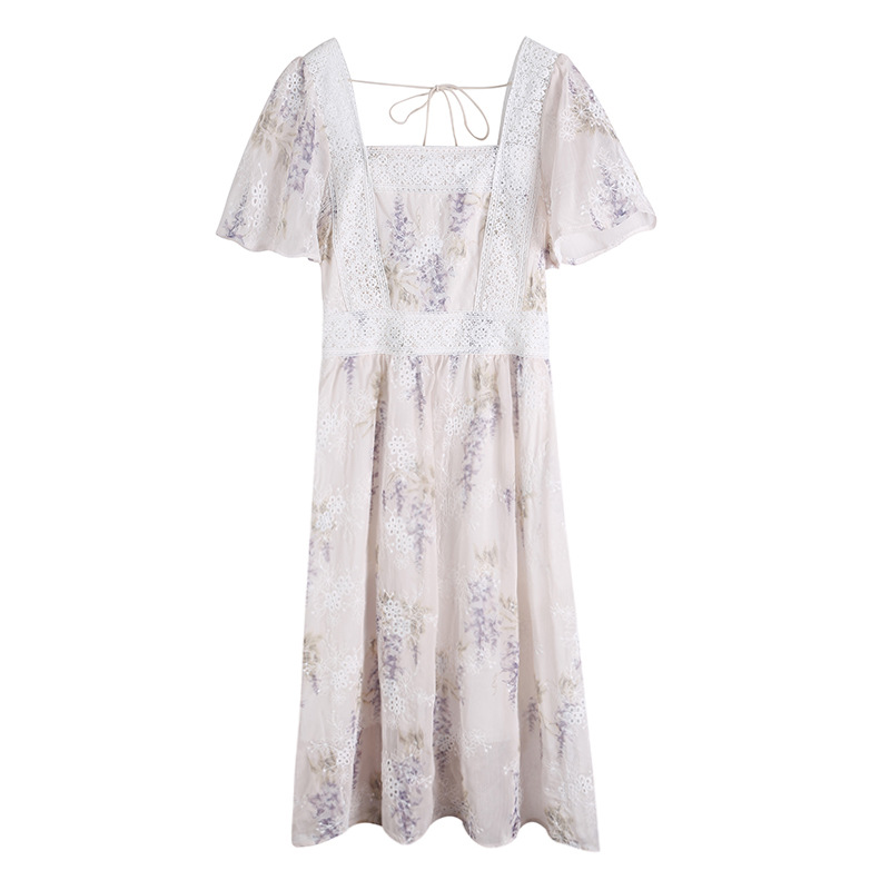 Super Fairy Retro Temperament Lace Floral Dress