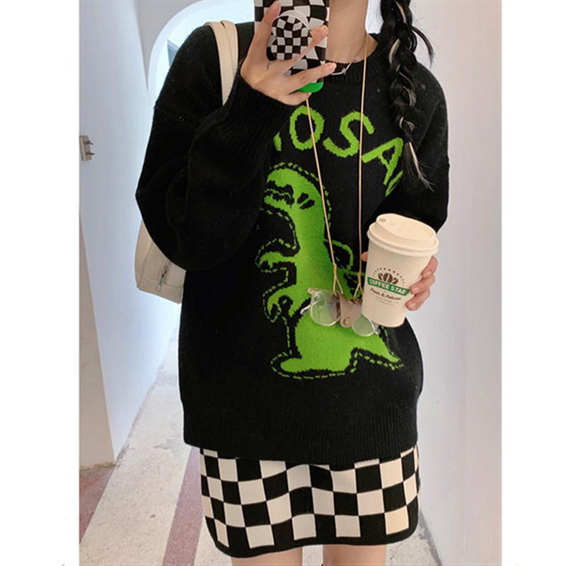 Title 6, Cartoon Color Matching Jacquard Knitted Pullove...