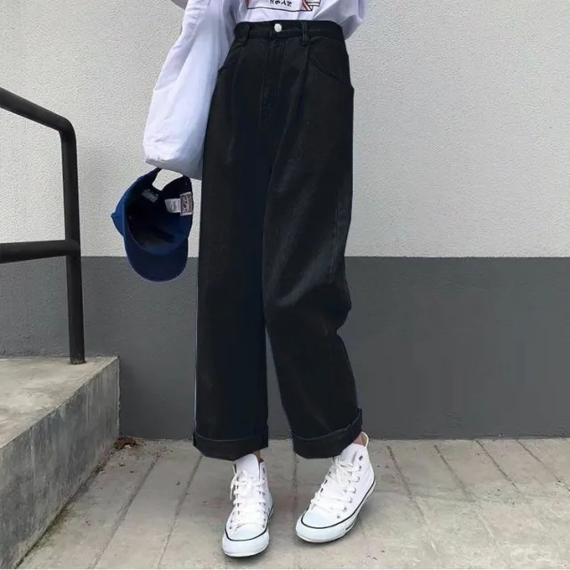 Autumn And Winter New Style Jeans Women Loose Korean Students Black - Shop at LoveMi
