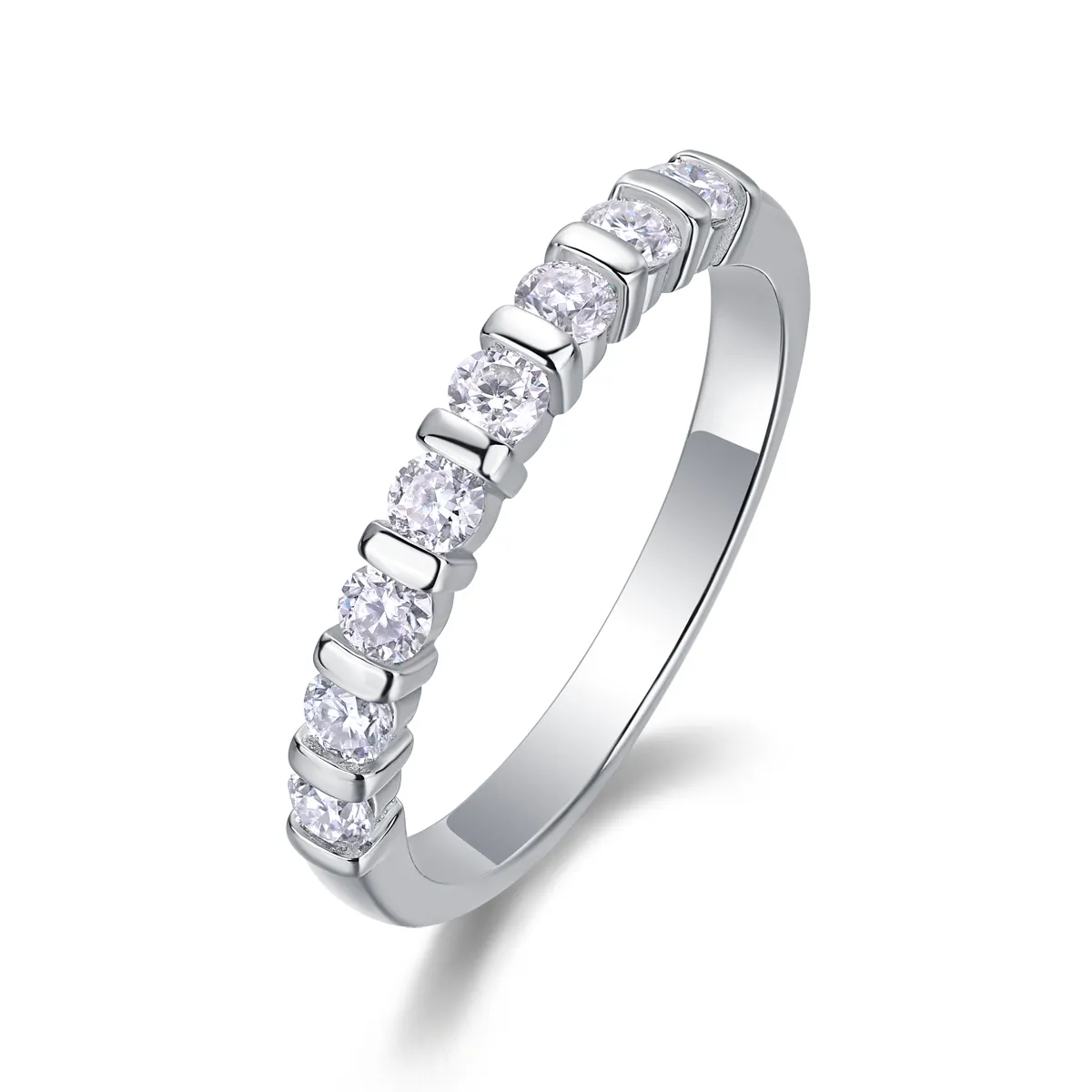 S925 Silver 2.1g Platinum Plated Moissanite Ring
