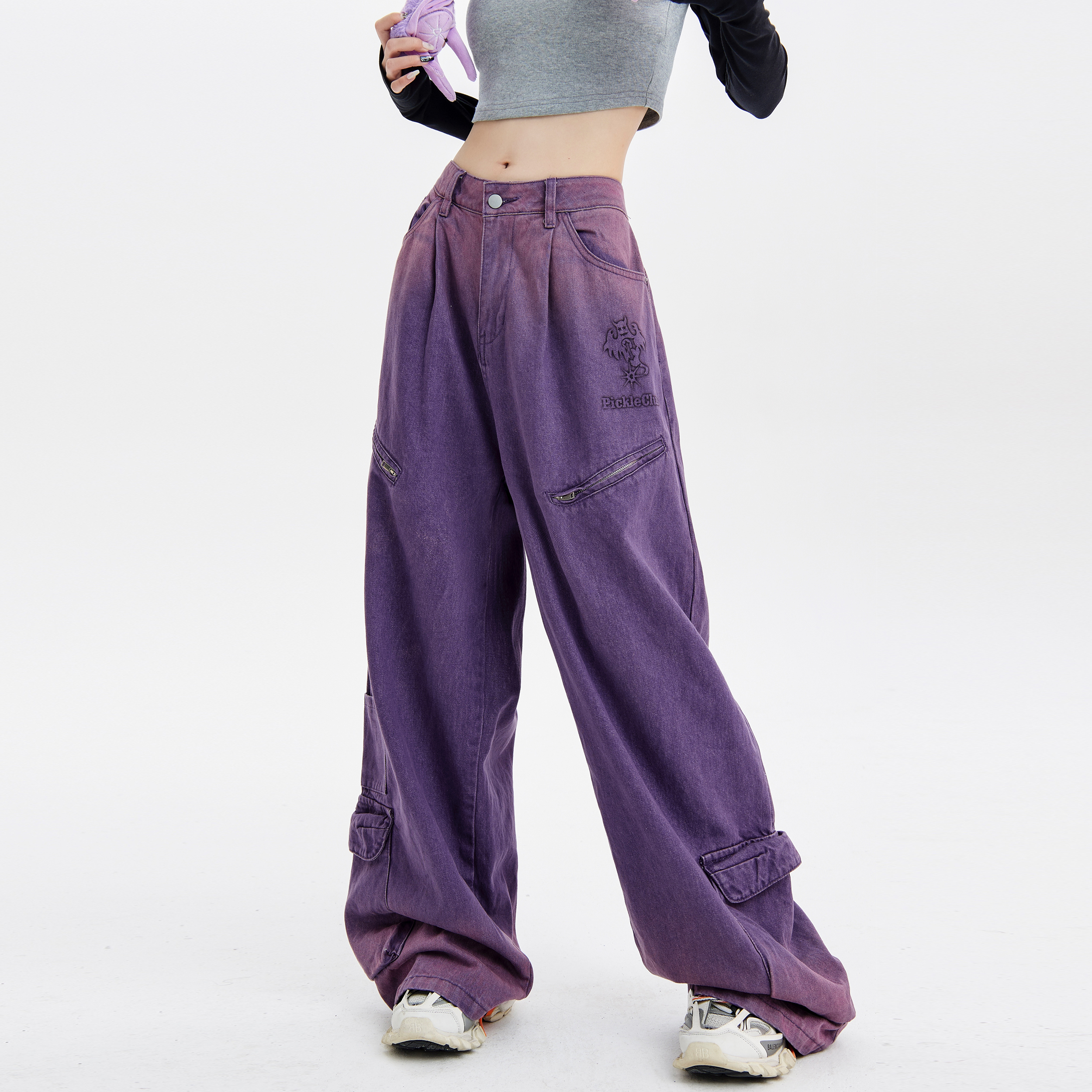 Title 8, Chaopai Purple Straight Leg Wide Leg Pants