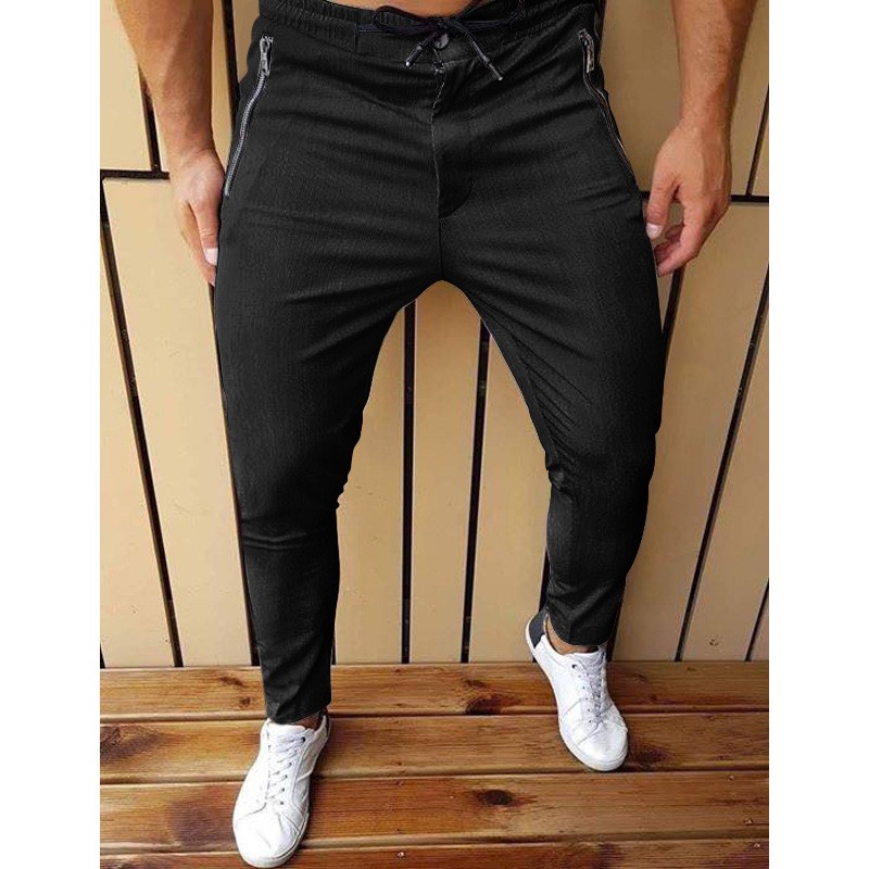 New Men's Zipper Tether Casual Pants Men's Pants