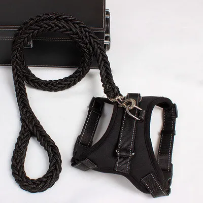 New Nylon Medium Large Dog Harness Collar K9 Padded Extra Reflective Collar Puppy Lead Pets Vest Dog Vest Husky Dogs Supply Black - Shop at LoveMi