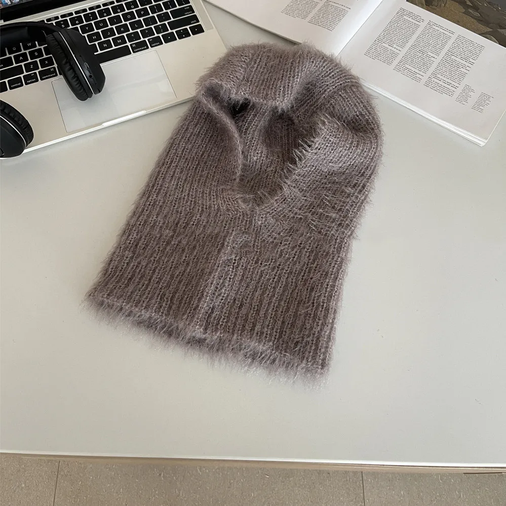 Scarf One Piece Winter Warmth Neck Cover Ear Protection Wool - Khaki
