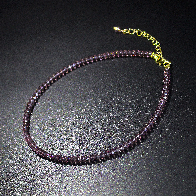 Simple Black Crystal Stone Colorful Short Clavicle Chain
