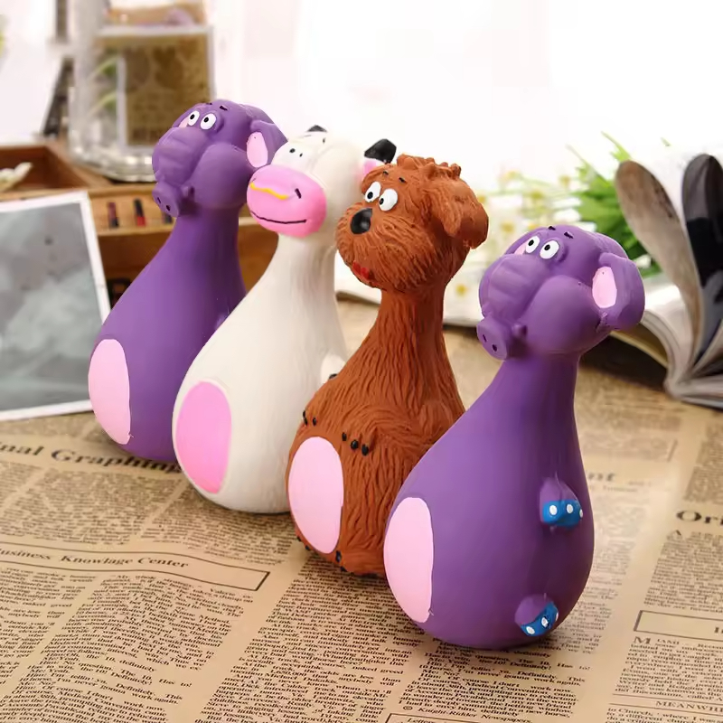 4pcs Cute Latex Dog Chew Toys With Sound, Interactive Biting Toys For Dental Health, Puppy Teething Pet Supplies - Image 5