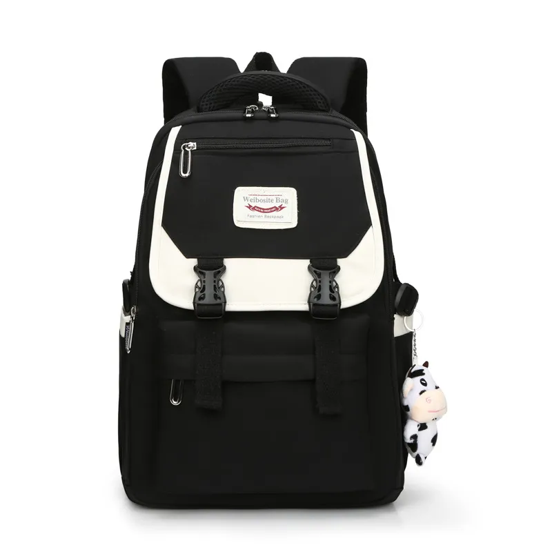 Cute Casual School Bag For Girls With Shoulders - Black