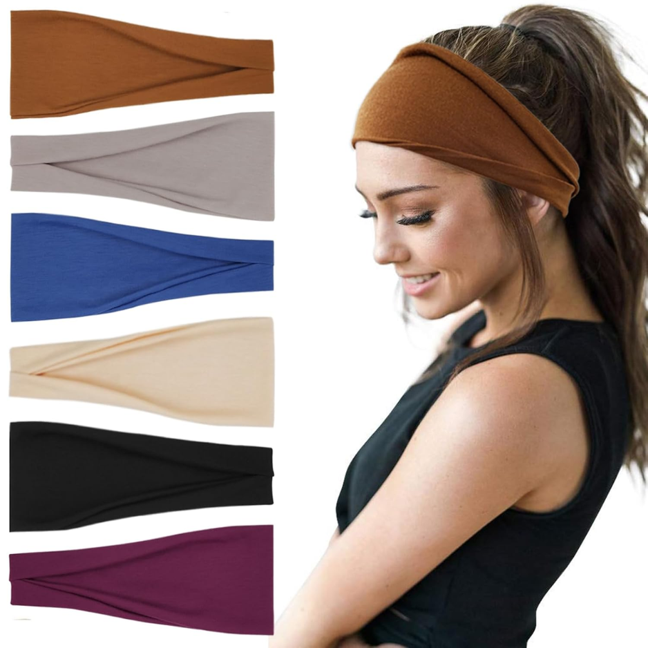 6 Pack Headbands Para Mulheres, Boho Bandas de Cabeça Largas Acessórios de Cabelo