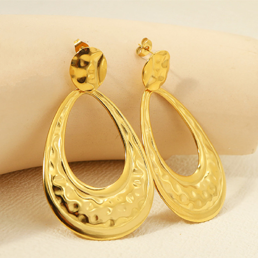 Title 2, Retro Knock Pattern Golden Titanium Steel Ear S...