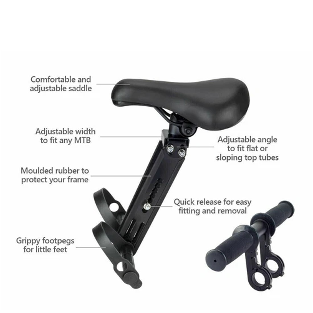 Kids Bike Seat Front Mounted Seats Detachable Mountain Bike Kid Seat  Armrest 2