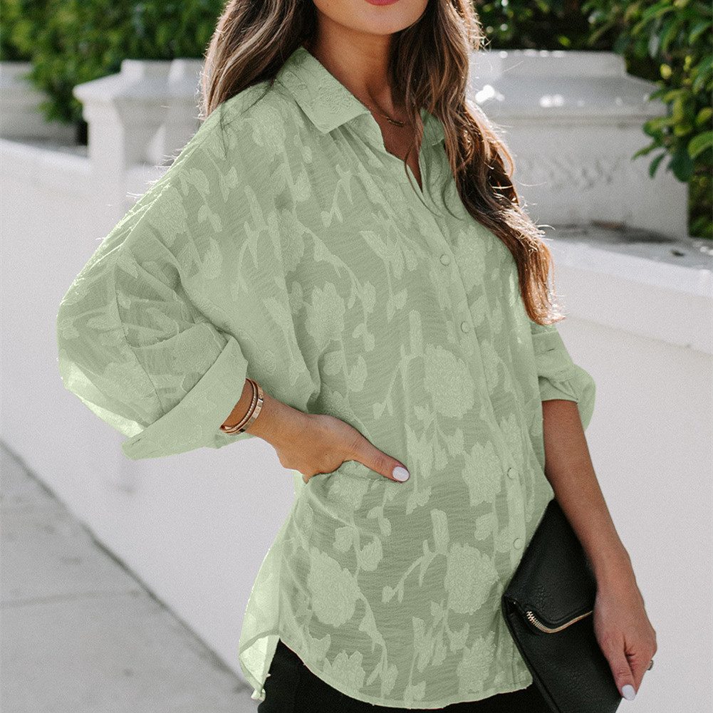 European And American Solid Color Start Long-sleeved Shirt