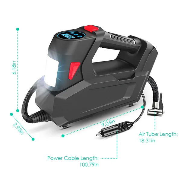 Portable Tire Inflator 120 PSI Maximum 90W Powered Tire With Digital Display LED Light — foto 4