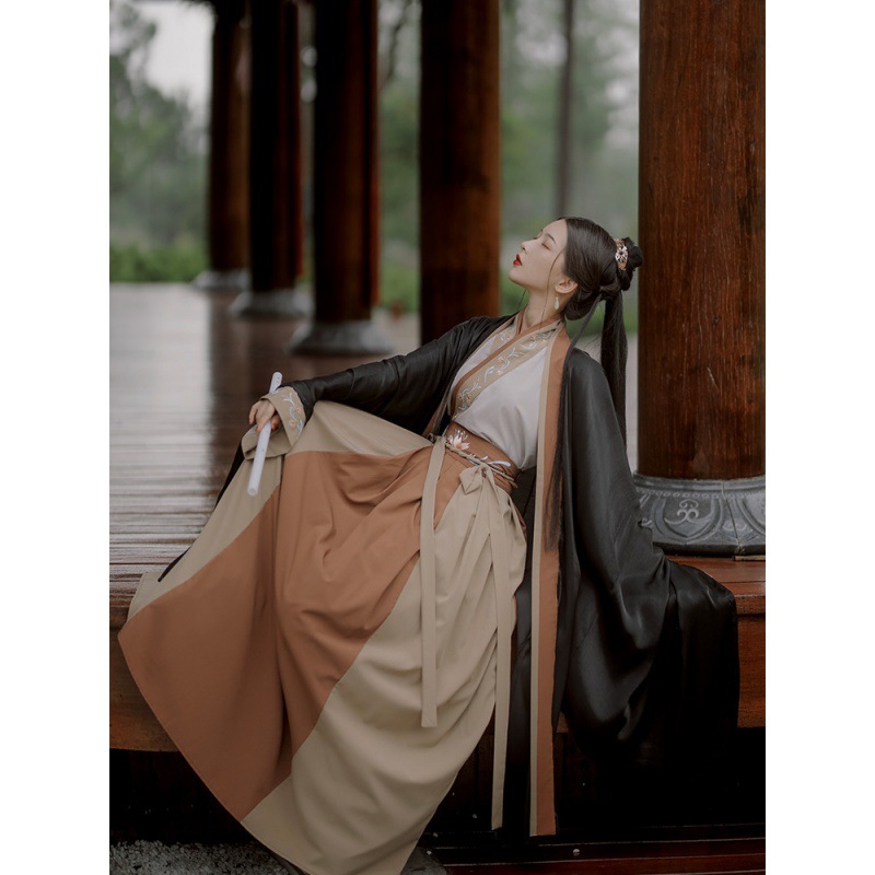 Cross-collar Waist-length Skirt Large-sleeved Shirt Hanfu