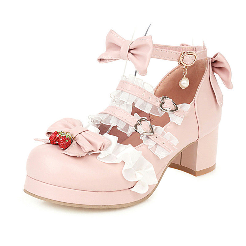 Fashion Thick Middle Heel Lace Bow
