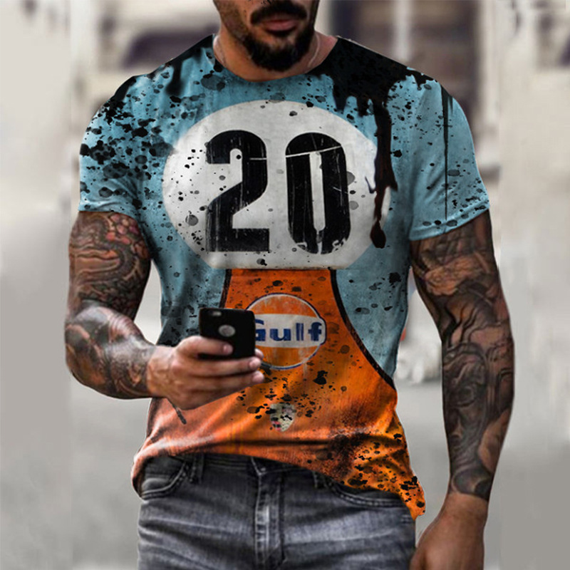 Title 6, Mens Slim-fit Round Neck Painting Short-sleeve...