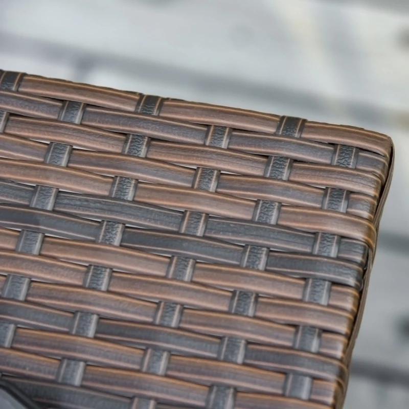 Outdoor Side Table With Umbrella Hole, 2 Tier Rattan Wicker End Table With Storage Shelf, All Weather For Outdoor, Patio, Garden, Backyard, Mixed Brown