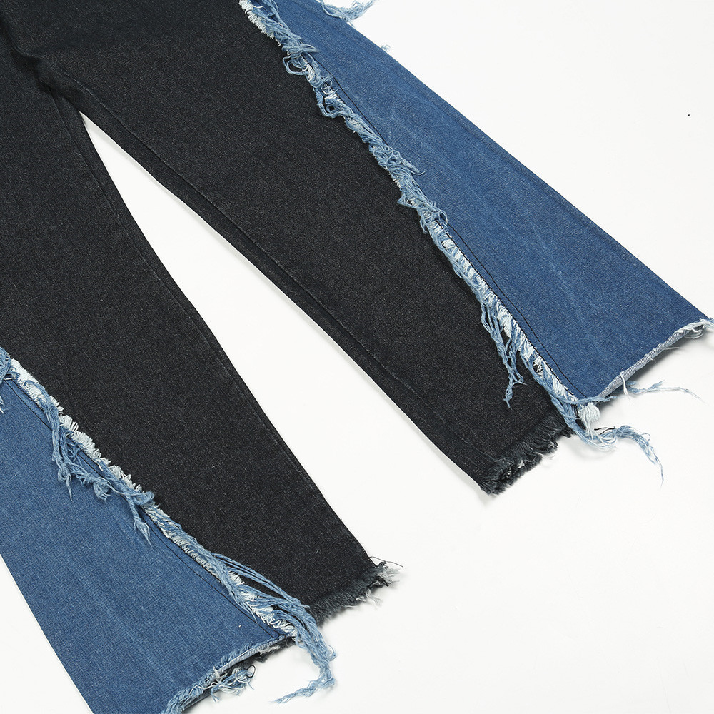 Title 4, Heren jeans met kleurcontrast en rafelige detai...