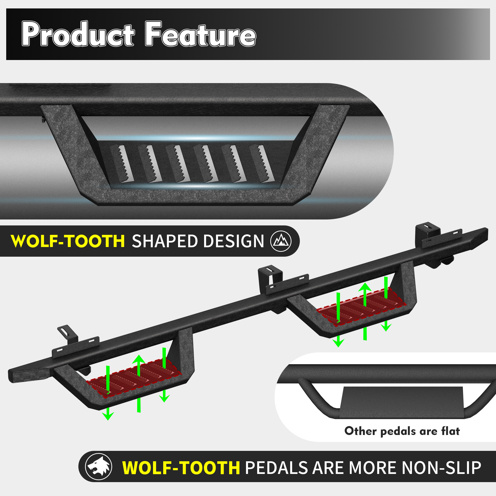 Bars Running Boards Compatible With Wrangler JK 4 Doors