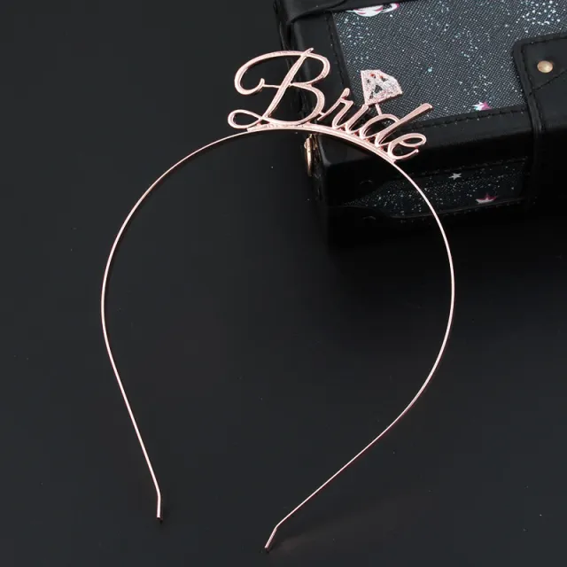 Wedding Bride Bridesmaid Subtitles Crown Headband Headband Elegant Hair Crown Rose Gold - Shop at LoveMi
