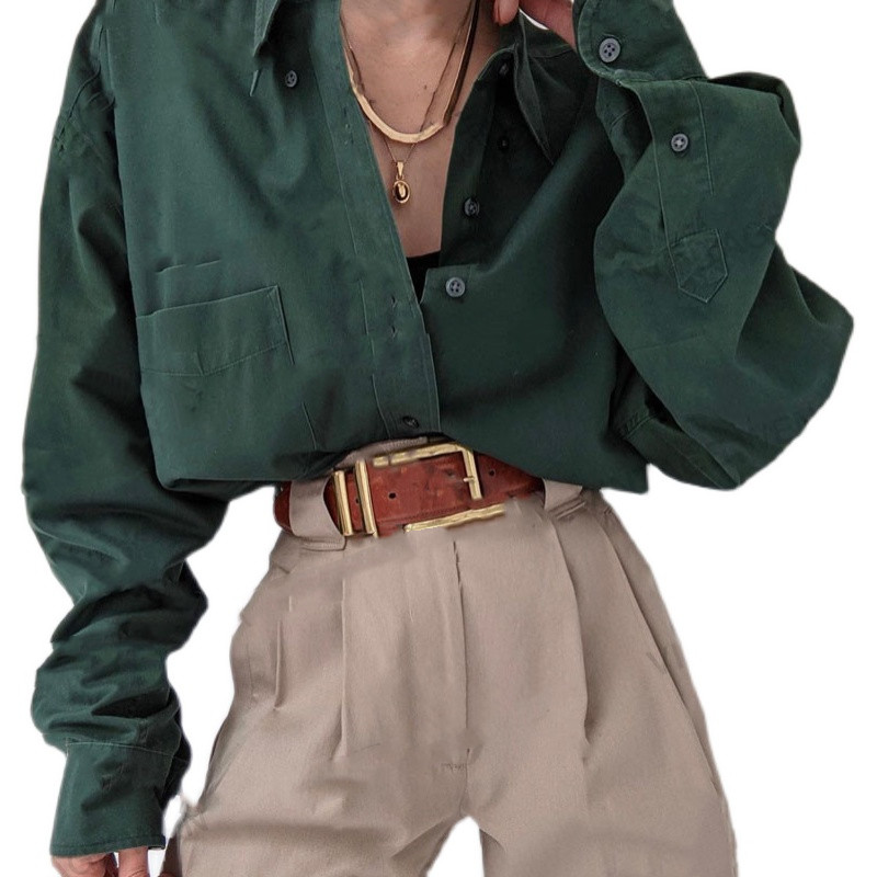 Women's Fashion Simple Retro Long Sleeve Shirt