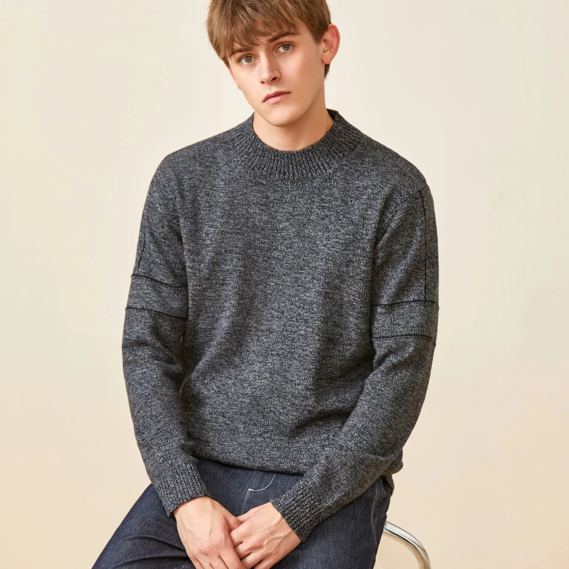 Autumn And Winter Slim-fitting Threaded Cuffs All-match Blouse Men