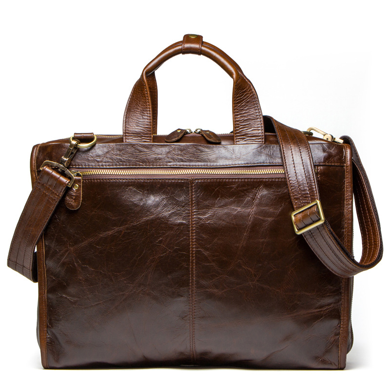 Cowhide Business Briefcase Men's Shoulder Messenger Bag Casual Computer Bag Brown - Shop at LoveMi