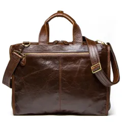 Cowhide Business Briefcase Men's Shoulder Messenger Bag Casual Computer Bag - Brown - View 1