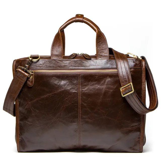 Cowhide Business Briefcase Men's Shoulder Messenger Bag Casual Computer Bag Brown - Shop at LoveMi